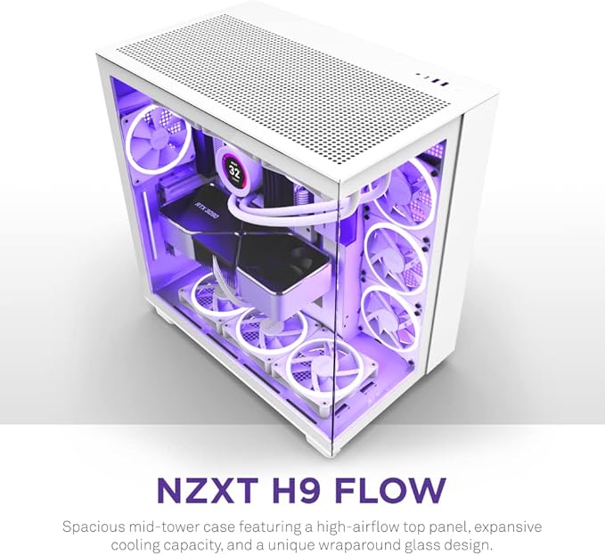 Picture of NZXT H9 Flow Dual-Chamber ATX Mid-Tower PC Case – White