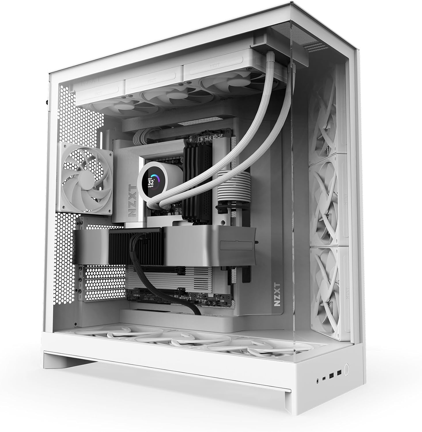 Picture of NZXT H9 Flow (2025) – Large Dual-Chamber ATX Mid-Tower Airflow PC Case – White