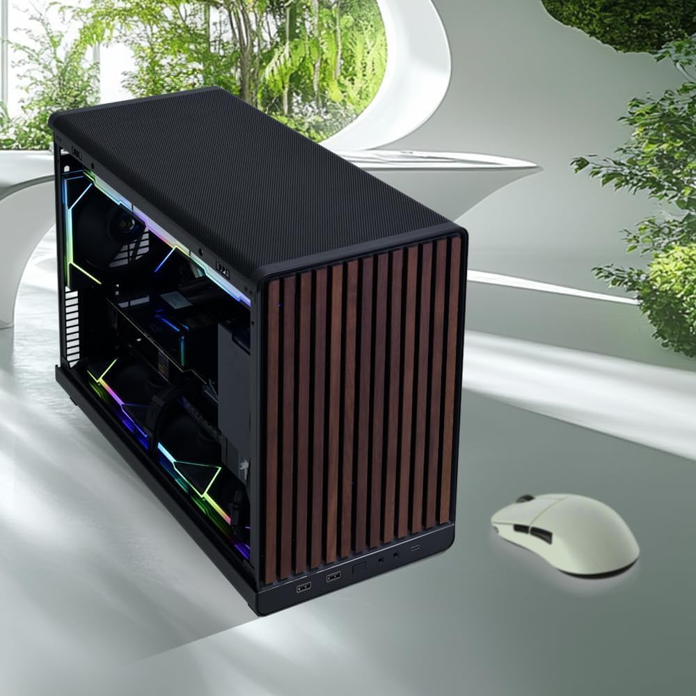Picture of Lian Li A3 M-ATX/ITX Micro Case – Wooden Front & Tempered Glass, Black (A3X-WDG)