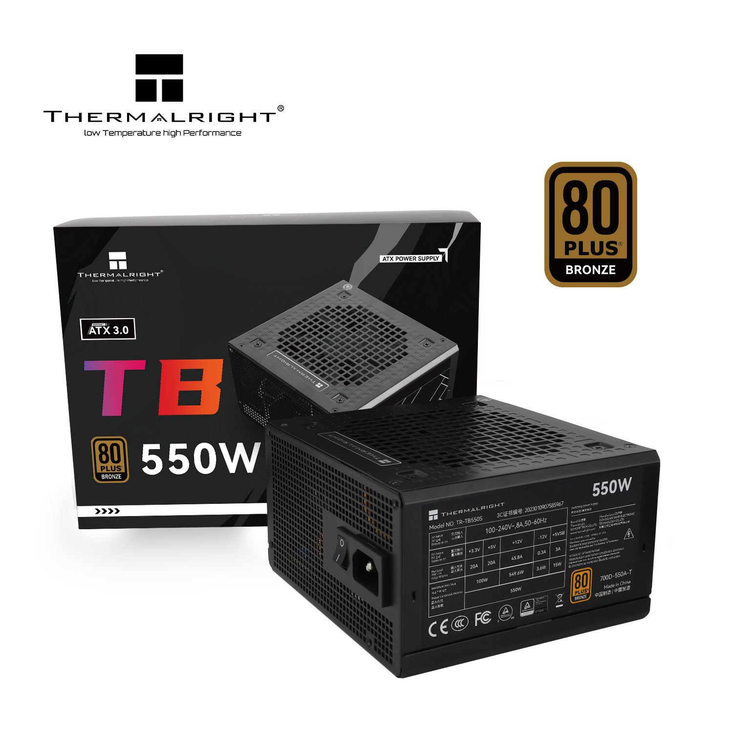 Picture of Thermalright TB-550S 550W 80+ Bronze Power Supply Unit (PSU)
