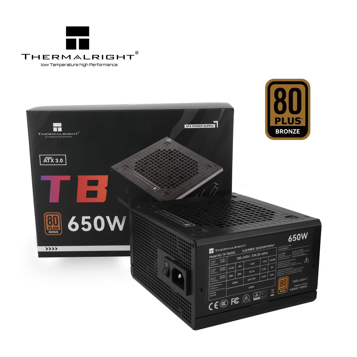 Picture of Thermalright TB-650S 650W 80+ Bronze Power Supply Unit (PSU)