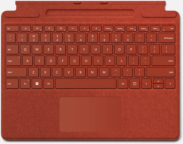 Picture of Microsoft Surface Pro Signature Keyboard, Full Mechanical Keyset, Backlit Keys, Large Touchpad, Storage & Charging Tray, For Surface Pro , ENG & Arabic Layout, Poppy Red | 8XB-00034