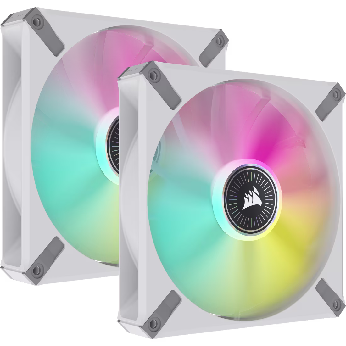 Picture of iCUE ML140 RGB ELITE – 140mm PWM Magnetic Levitation – White Dual Fan Kit – iCUE Node CORE 