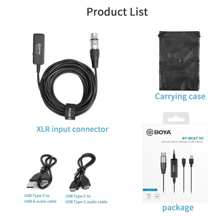 Picture of Boya BY-BCA7 UC XLR to USB-C & USB-A Adapter Cable