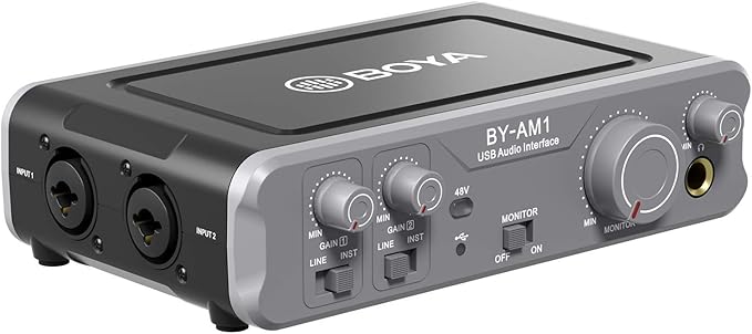 Picture of BOYA BY-AM1 Dual-Channel Audio Mixer USB Audio Interface with XLR/6.35mm Combo Inputs