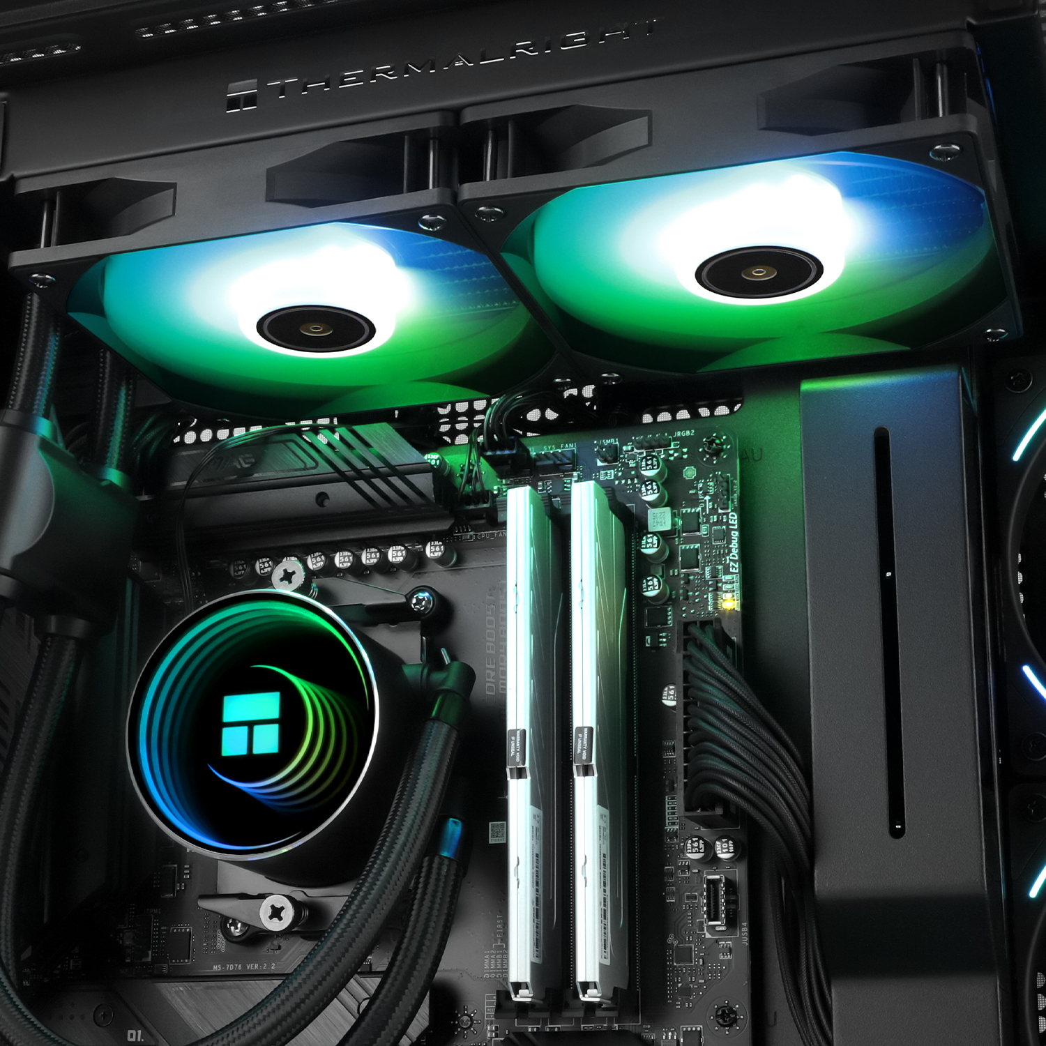 Picture of Frozen Notte 240 Black ARGB V2 CPU Water Cooler – Dual PWM Fans, S-FDB V2 Bearings