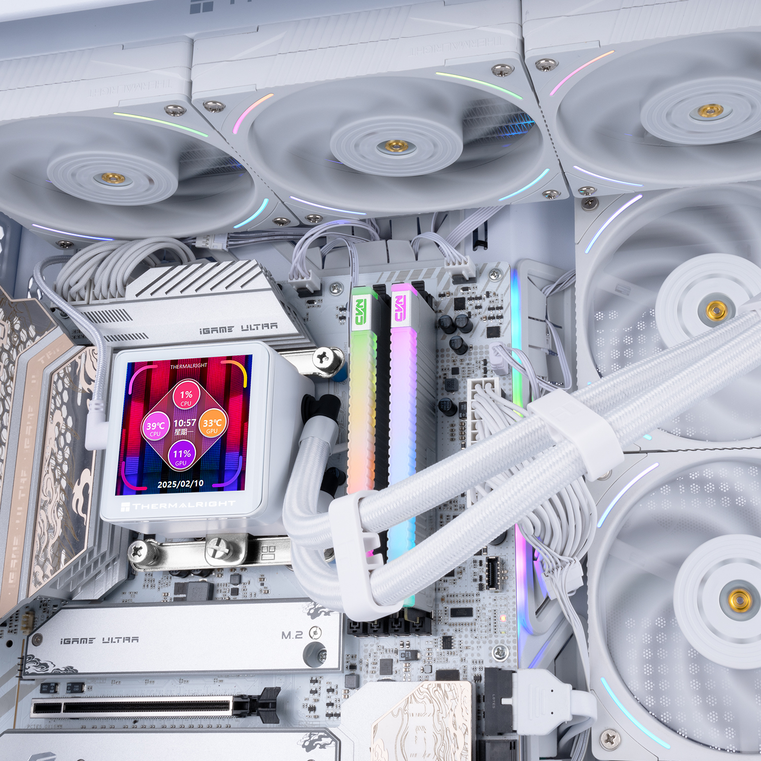 Picture of Frozen Vision 360 ARGB V2 White CPU Liquid Cooler – 2.88″ Display, 2150RPM PWM Fans