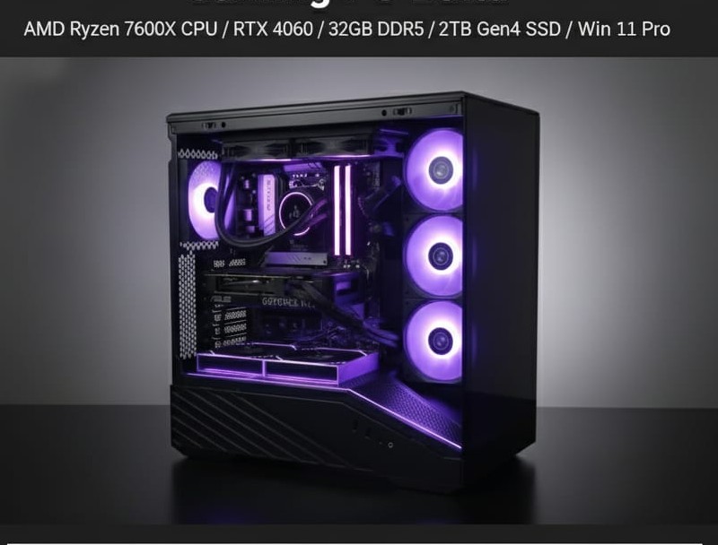 Picture of Custom Gaming PC – Ryzen 5 7600X, RTX 5060 TUF, 16GB DDR5, 1TB NVMe, B650 WiFi – Black