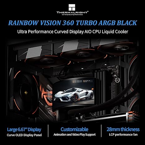 Picture of ثيرمالرايت رينبو فيجن 360 توربو ARGB أسود 360 مم مبرد سائل للمعالج