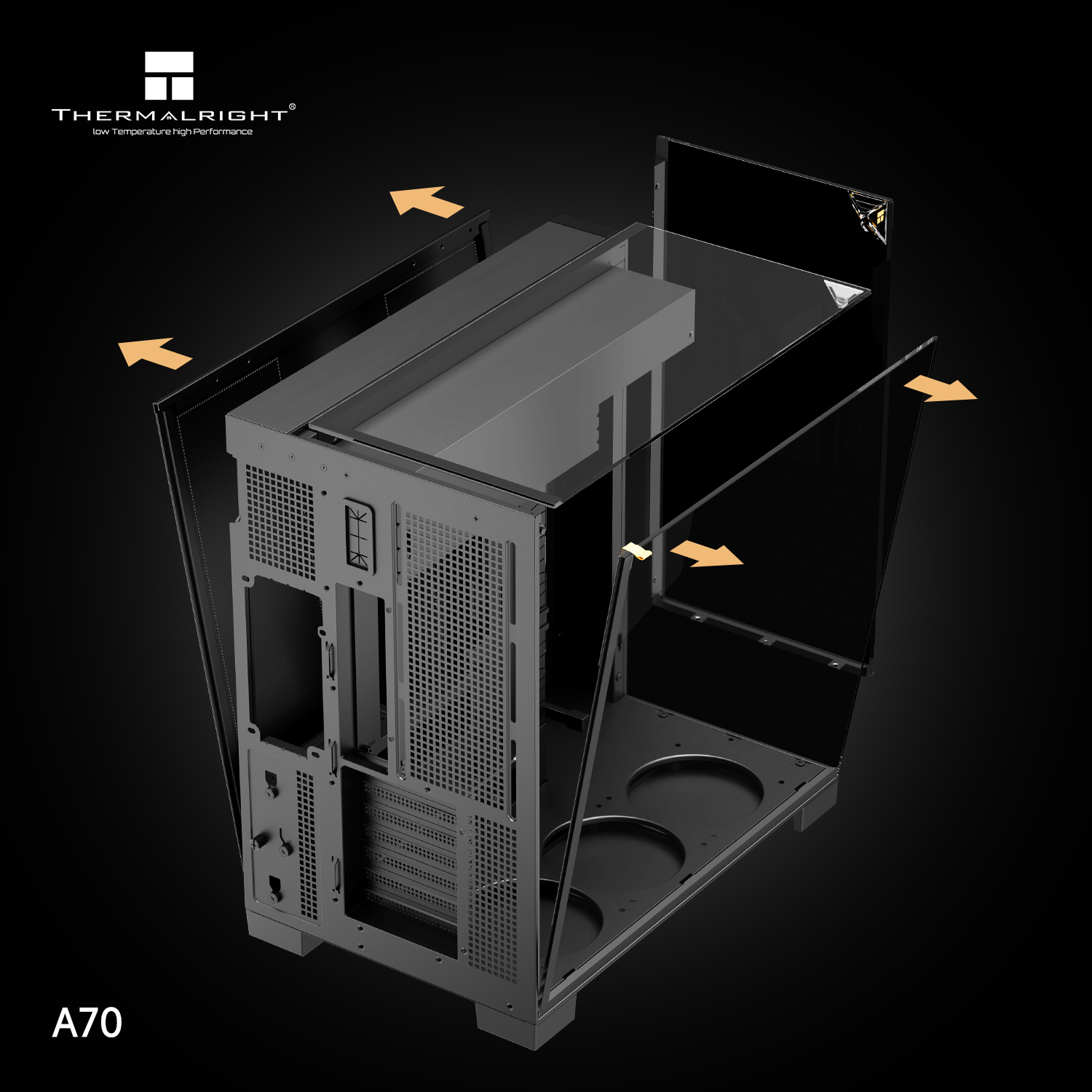 Picture of Thermalright A70ATX Gaming Case – Three-Sided Panoramic Glass, Type-C Front I/O, Anti-Sag GPU Bracket BLACK