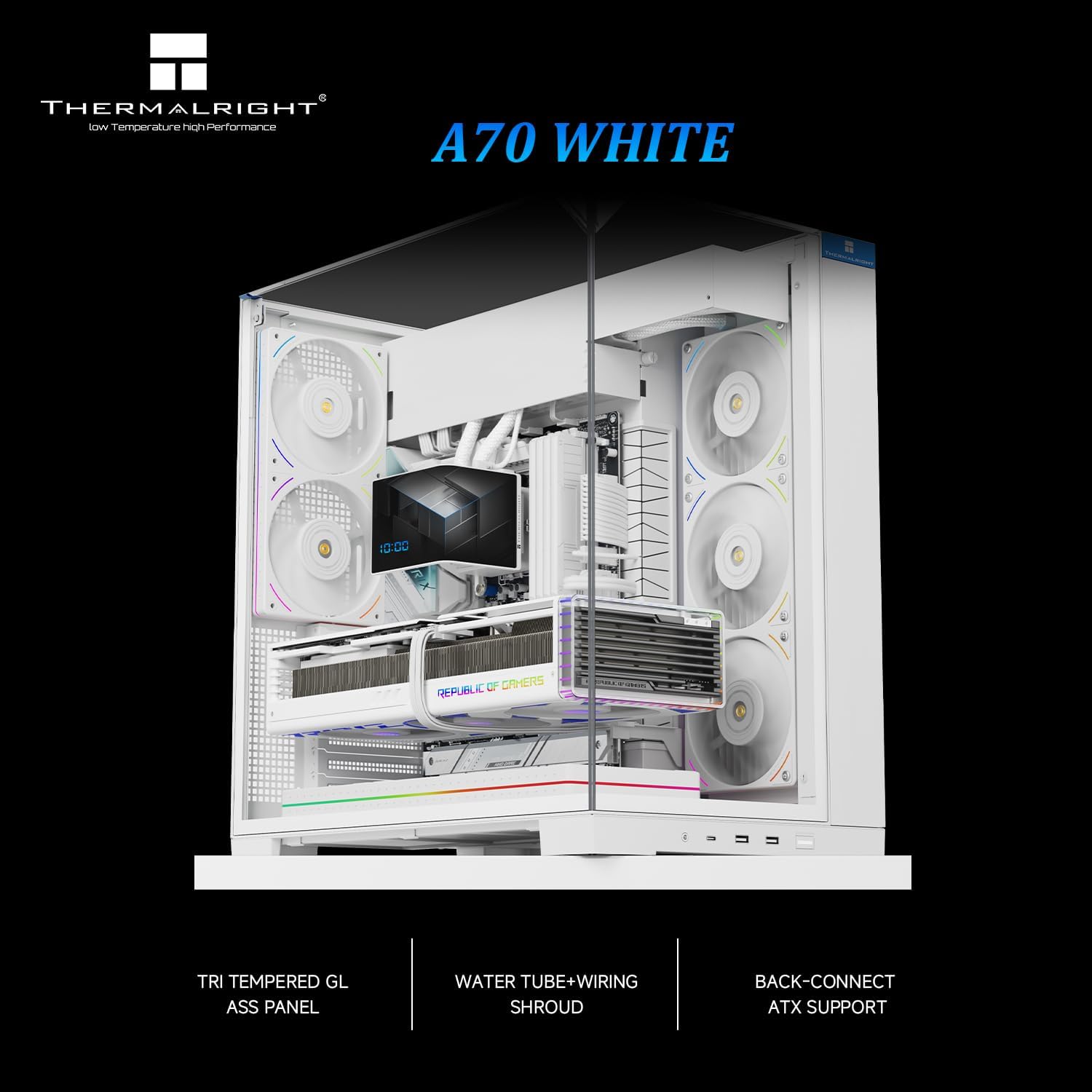 Picture of Thermalright A70 White ATX Gaming Case – Three-Sided Column-Free Glass, Tool-Free Installation, Anti-Sag GPU Bracket