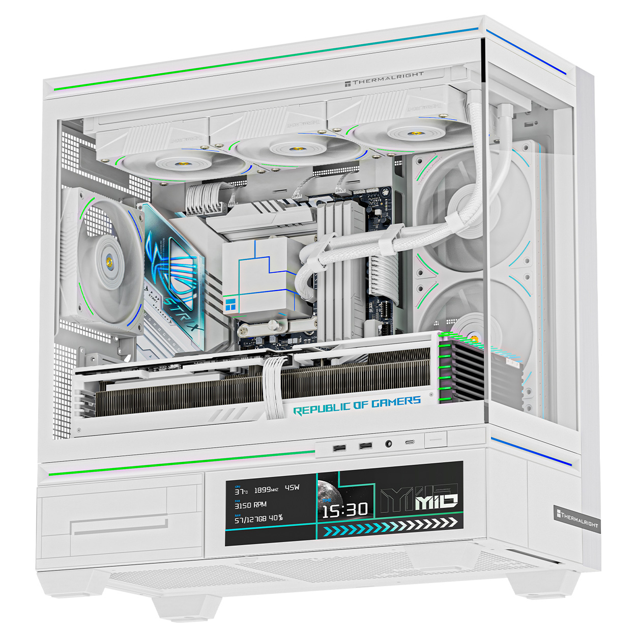Picture of  Thermalright TL-M10W Vision Micro-ATX Gaming Case – White with 9.16″ LCD Display