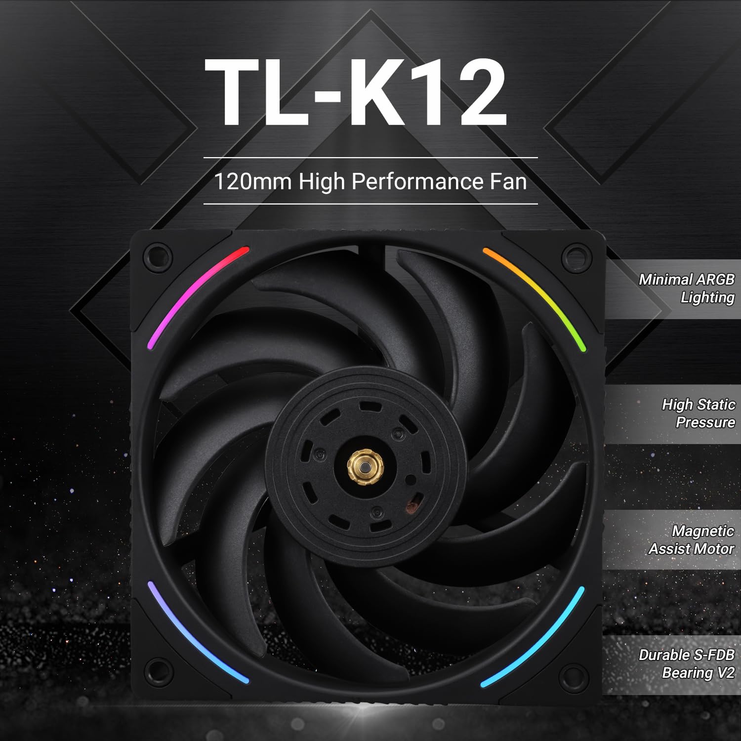 Picture of Thermalright TL-K12 120mm PWM High-Performance PC Case / CPU Cooler Fan – 2150RPM, S-FDB Bearing (Black)