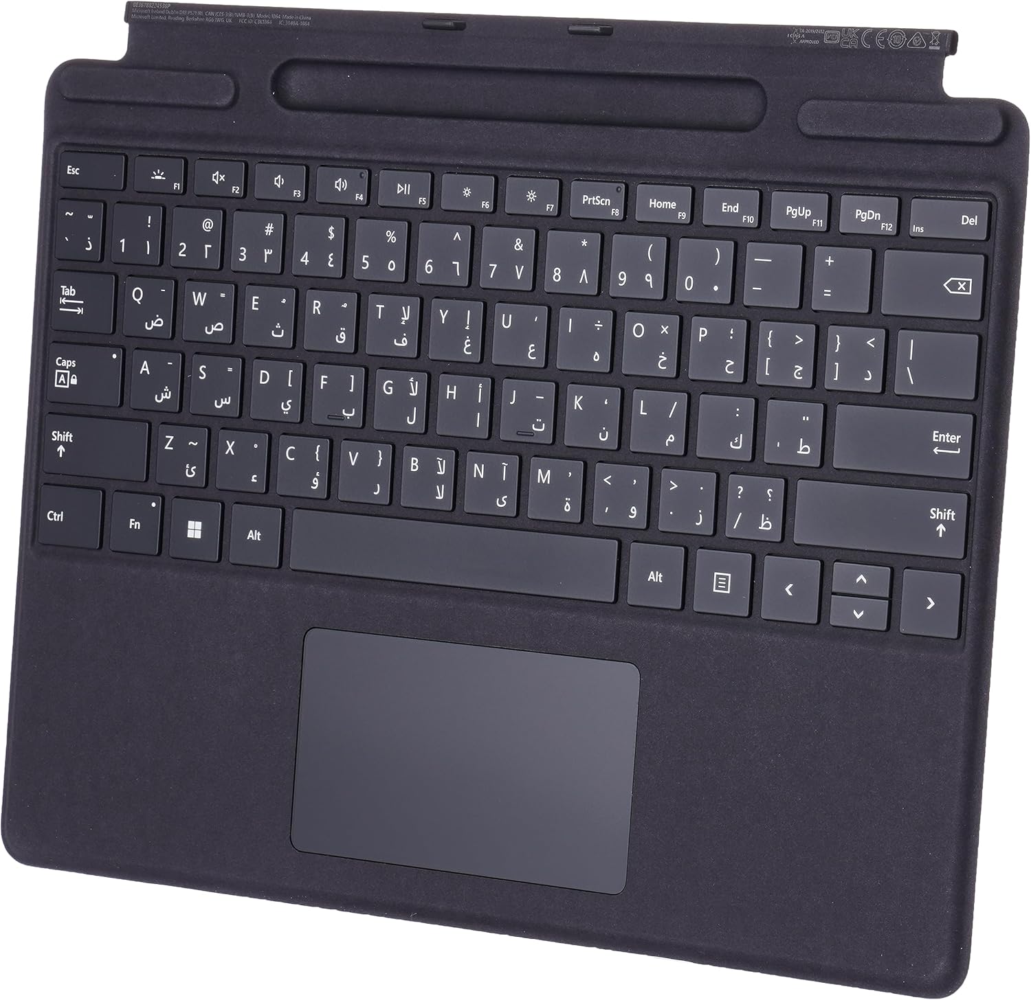 Picture of Microsoft Surface Pro Signature Keyboard, Full Mechanical Keyset, Backlit Keys, Large Touchpad, Storage & Charging Tray, For Surface Pro , English Arabic Layout, Black 