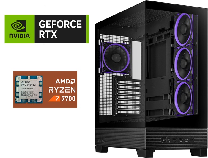 Picture of Gaming PC Ryzen 7 7700 CPU ASUS B650E MOBO RTX 5070 12GB VGA 16GB DDR5 5600MTS 1TB NVMe Gen4 TR 240 LCD Liquid Cooler ASUS A31 Case Windows 11 Pro Black Build 750W PSU