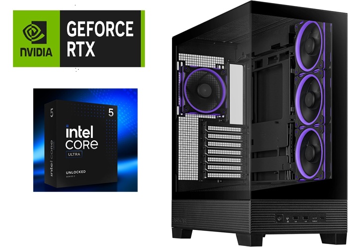 Picture of Gaming PC Intel Ultra 5 CPU ASUS B860 MOBO RTX 5060 8GB VGA 16GB DDR5 5600MTS 1TB NVMe Gen4 TR 240 Liquid Cooler ASUS A31 Case Windows 11 Pro Black Build 600W PSU