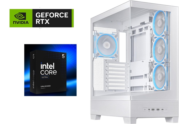 Picture of Gaming PC Intel Ultra 5 CPU ASUS B860 MOBO RTX 5060 8GB VGA 16GB DDR5 5600MTS 1TB NVMe Gen4 TR 240 Liquid Cooler ASUS A31 Case Windows 11 Pro White Build 600W PSU