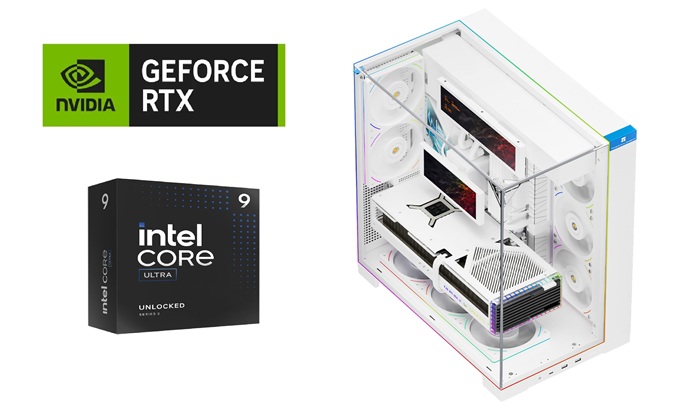 Picture of Gaming PC Intel Ultra 9 CPU ASUS Z890 MOBO RTX 5090 32GB VGA 64GB DDR5 6000MTS 1TB NVMe Gen4 TR 360 LCD Liquid Cooler A70 Vision White Case TR M12 Fans Windows 11 Pro White Build 1350W PSU