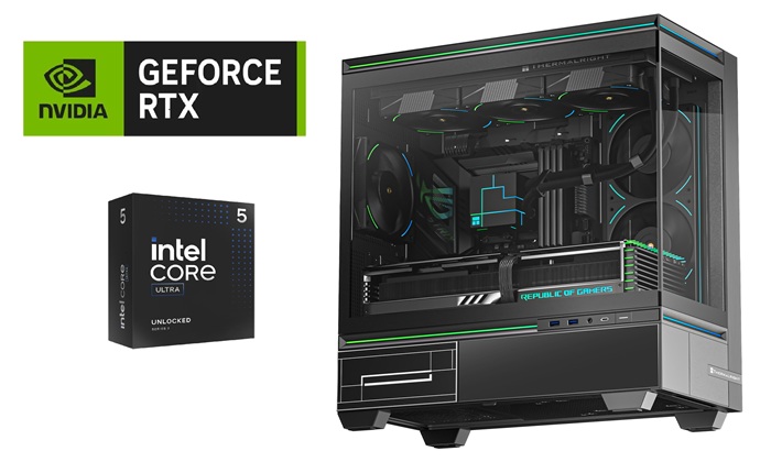 Picture of Gaming PC Intel Ultra 5 CPU ASUS B860 MOBO RTX 5070 12GB VGA 16GB DDR5 5600MTS 1TB NVMe Gen4 TR 240 Liquid Cooler TL M10 Case TL M12 Fans Windows 11 Pro 750W PSU