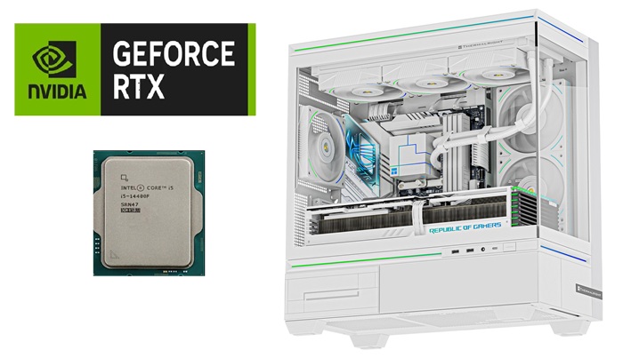 Picture of White Gaming PC Intel Core i5 14F ASUS B760M RTX 5060 8GB 16GB DDR5 5600MTS 1TB NVMe Gen4 TR 240 Liquid Cooler White TL M10 Case White TL M12 Fans Windows 11 Pro 600W PSU