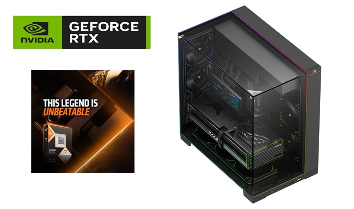 Picture of Gaming PC AMD Ryzen 7 9800X3D CPU ASUS B650E MAX MOBO RTX 5070 12GB VGA 32GB DDR5 5600MTS 1TB NVMe Gen4 TR 360 LCD Liquid Cooler A70 ARGB Case TR M12 Fans Windows 11 Pro 650W PSU