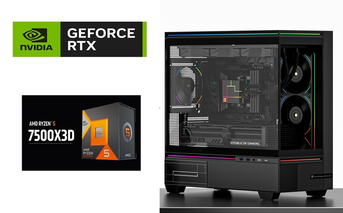 Picture of Gaming PC AMD Ryzen 5 7500X3D CPU ASUS A620M MOBO RTX 5070 12GB VGA 16GB DDR5 5600MTS 1TB NVMe Gen4 TR 240 Liquid Cooler TL M10 Black Case TL M12 Fans Windows 11 Pro 750W PSU