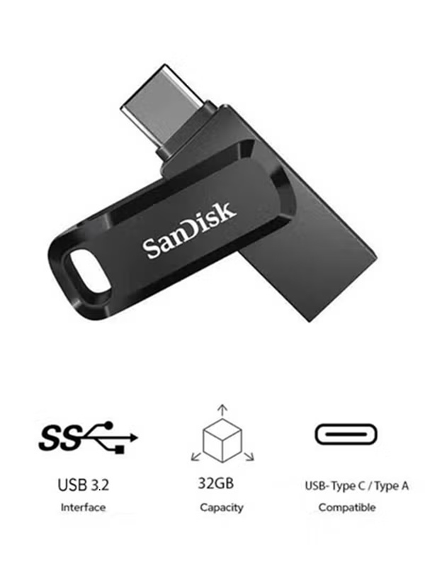 Picture of SanDisk Ultra Dual Drive Go USB Type-C USB-A OTG Flash Drive 32GB SDDDC3-032G-G46 Black
