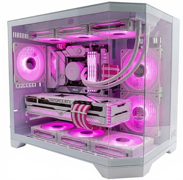 Picture of Tortox Prism Neo Triple Glass M-ATX/ITX Gaming PC Case with 6*ARGB Fans White