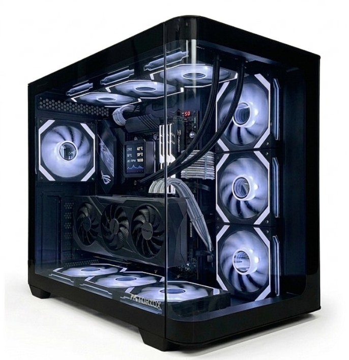Picture of Tortox Curvo Gaming PC Case - ATX/M-ATX/ITX Support, 7 * 120mm ARGB Fans Black