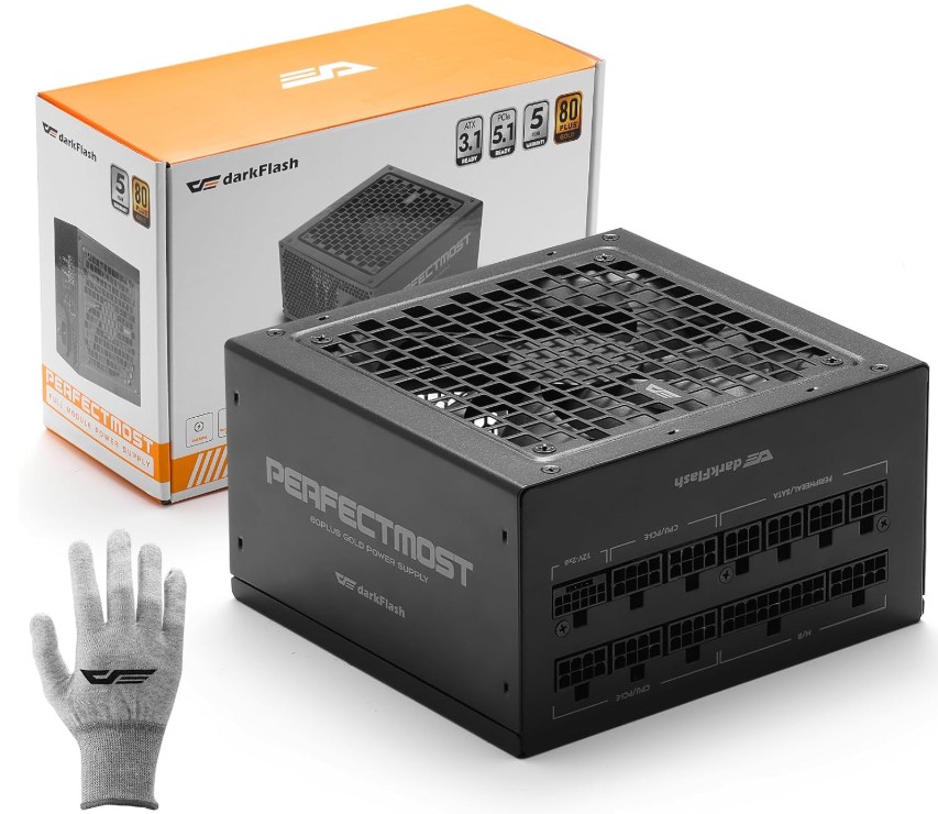 Picture of darkFlash PMT1250 Black 1250W ATX 3.1 PCIe 5.1 80 PLUS Gold Fully Modular Power Supply