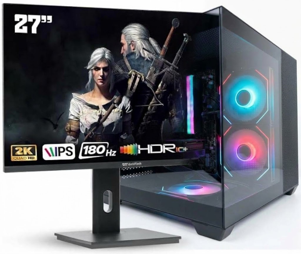 Picture of Gaming PC – Intel Core i5-12400F, RTX 5060, 16GB DDR4, 1TB NVMe, B760M,  27 Inch 2K 180Hz Gaming Monitor