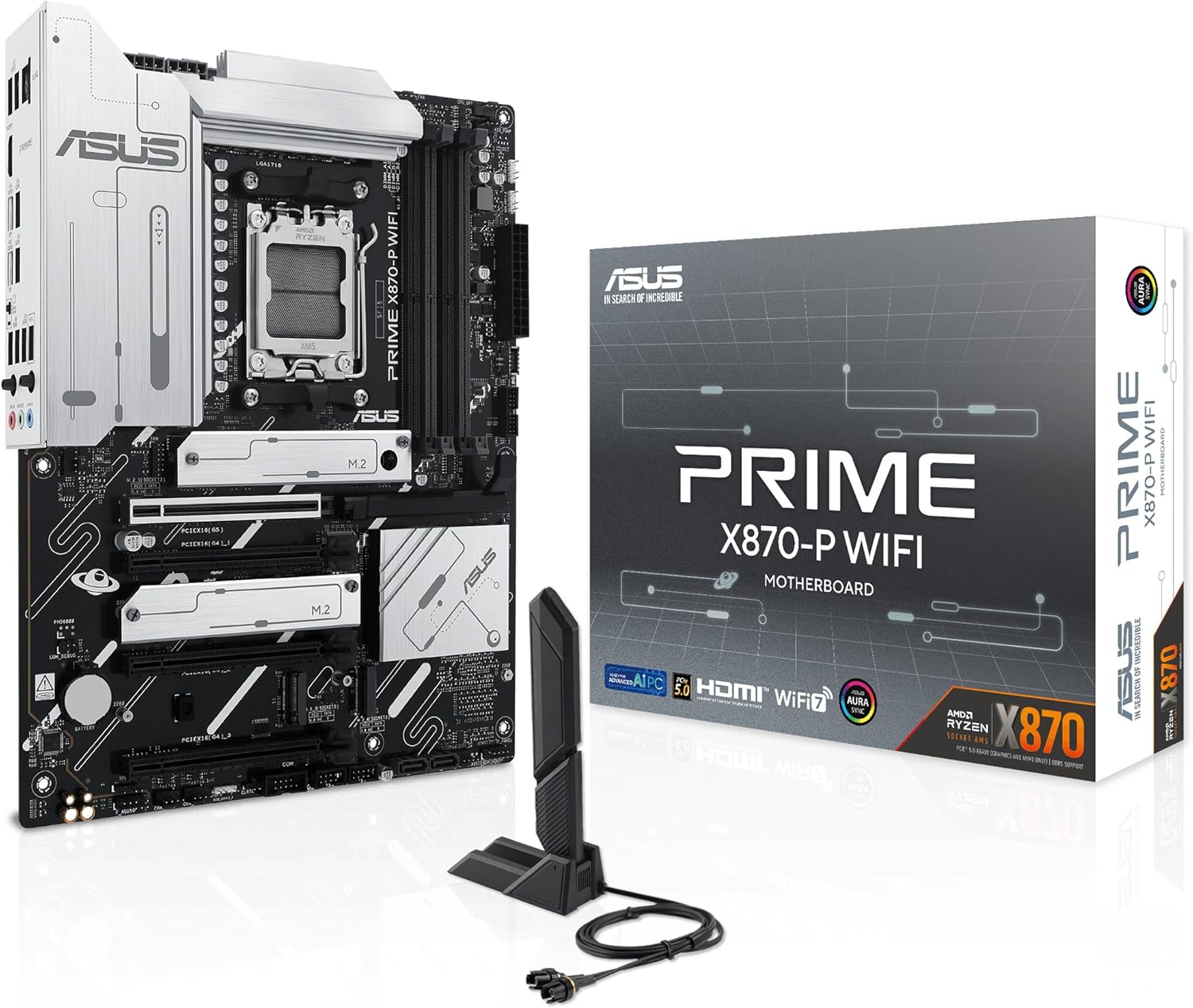 Picture of ASUS PRIME X870-P WIFI AMD AM5 ATX Motherboard (DDR5, PCIe 5.0, WiFi 7)